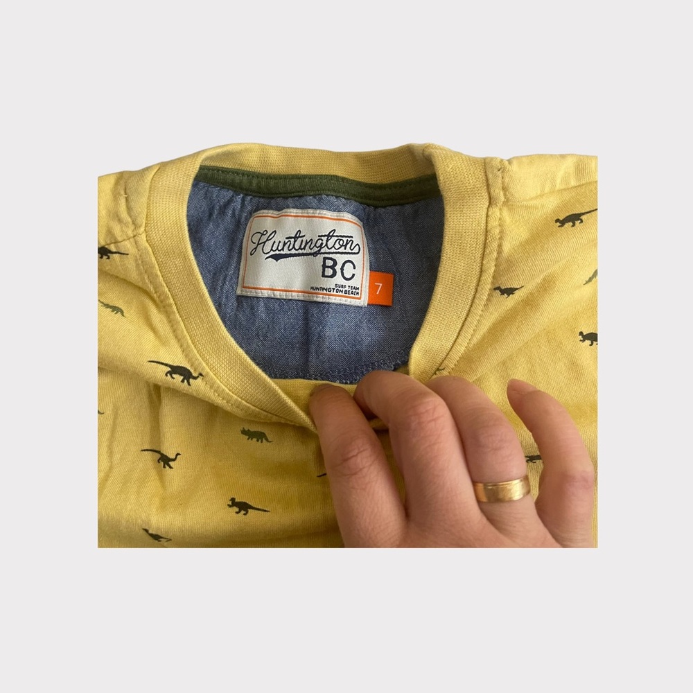 Huntington BC Yellow Dinosaur All Over Shirt - Picture 2 of 3